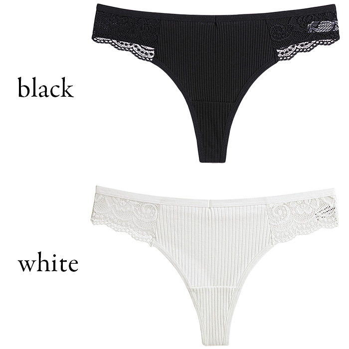 綿95％ リブ編みストレッチレディースTバック