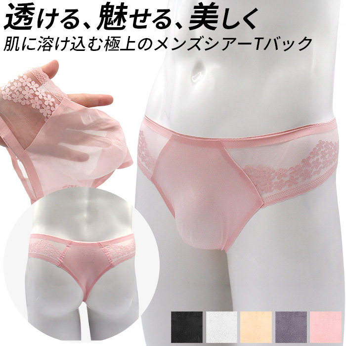 【送料無料】 透けるシアーメッシュのメンズTバック