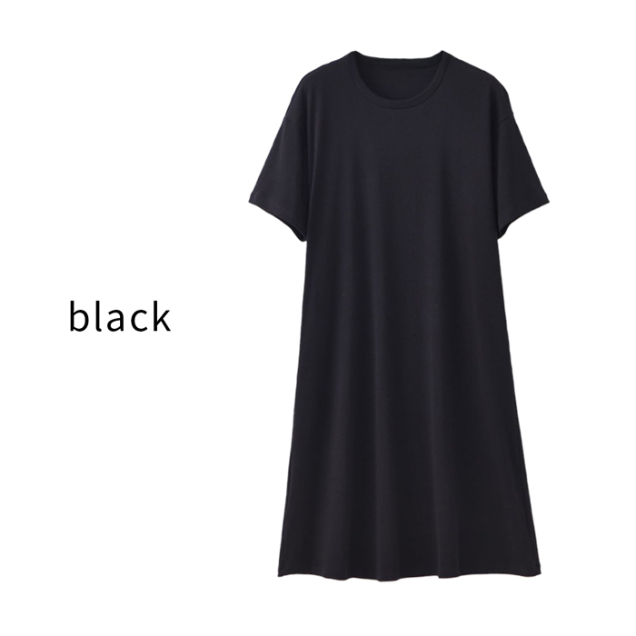 夏のリラックススタイル 綿95％ シンプルなTシャツワンピース