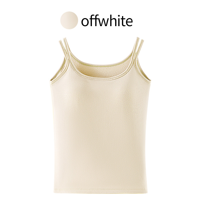 【送料無料】 裏起毛で暖か ストラップが可愛いカップ付きタンク