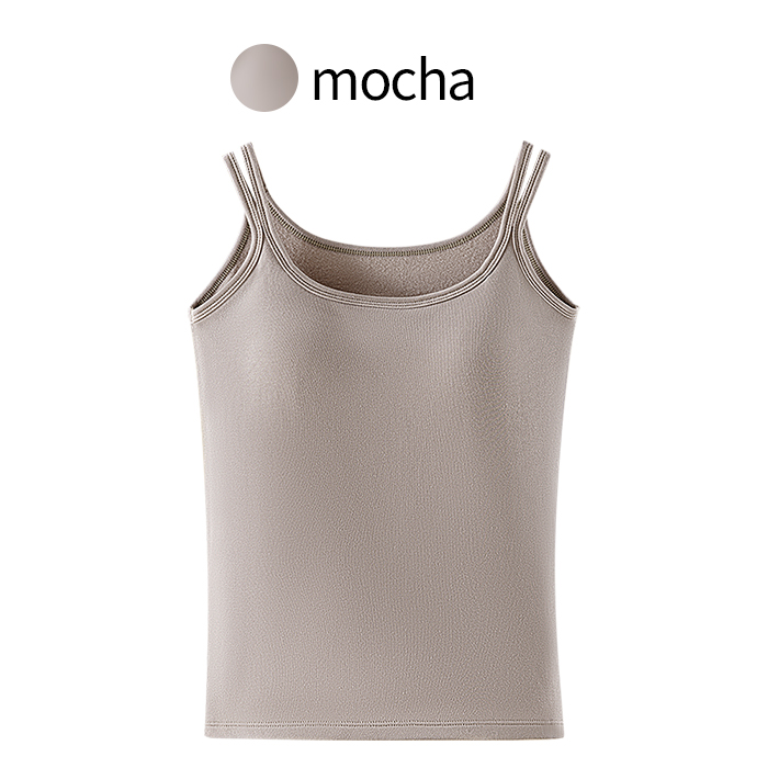 【送料無料】 裏起毛で暖か ストラップが可愛いカップ付きタンク