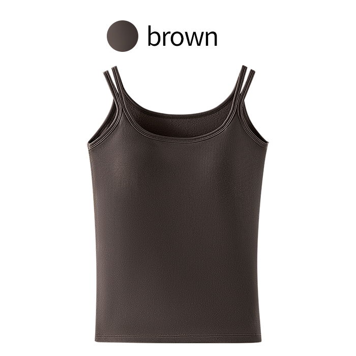 【送料無料】 裏起毛で暖か ストラップが可愛いカップ付きタンク