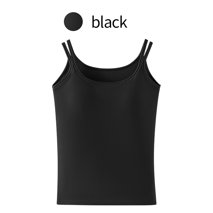 【送料無料】 裏起毛で暖か ストラップが可愛いカップ付きタンク