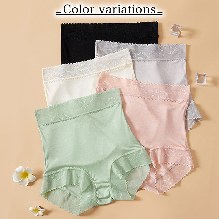 花柄レース×シルク100％ 1分丈レディースショーツ