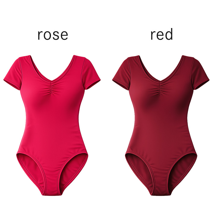 【送料無料】 綿混ストレッチ半袖バレエレオタード