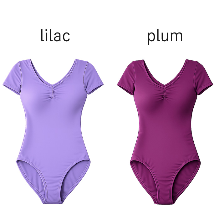 【送料無料】 綿混ストレッチ半袖バレエレオタード