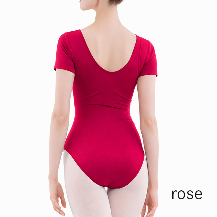 【送料無料】 綿混ストレッチ半袖バレエレオタード