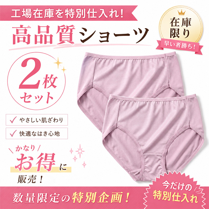 【送料無料】 極上なめらかレディースショーツ2枚セット