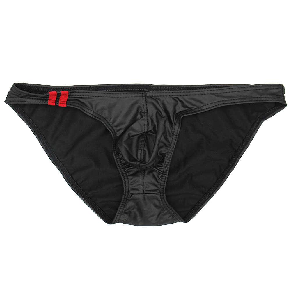 ビキニ ブリーフ メンズ ローライズ レザー調 マット メタリック