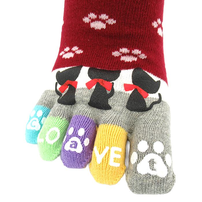 柄おまかせクルー丈５本指靴下3足セット