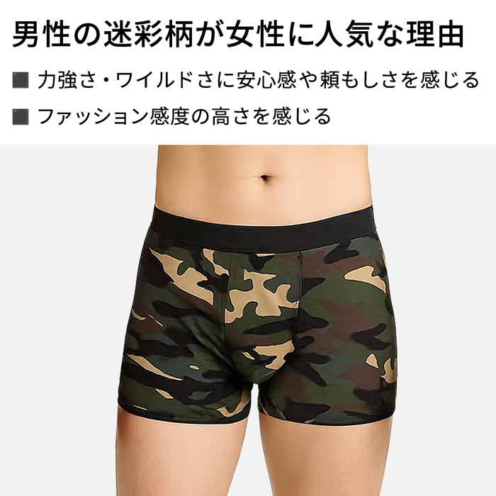 男らしさを引き立てる 迷彩柄ボクサーパンツ