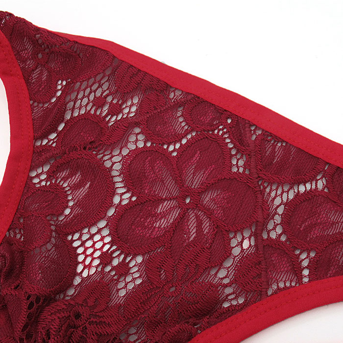 ダブルの腰ゴムがおしゃれ 透ける花柄総レースのTバック