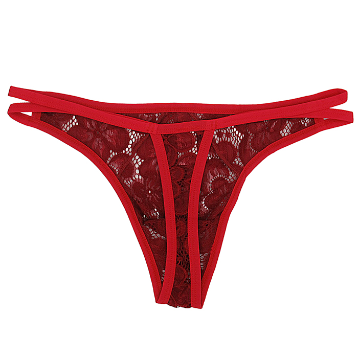 ダブルの腰ゴムがおしゃれ 透ける花柄総レースのTバック