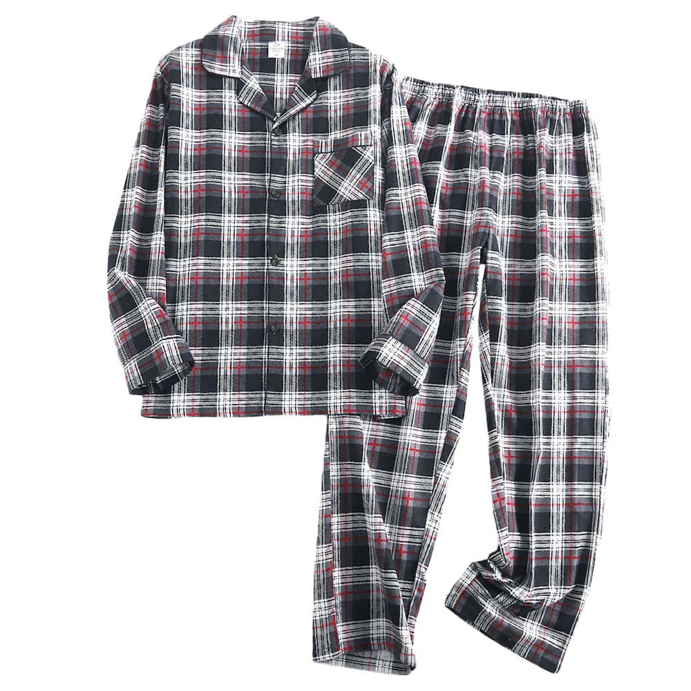 メンズ パジャマ 綿100% 暖かい ネル生地 起毛 長袖 前開き ゆったり 