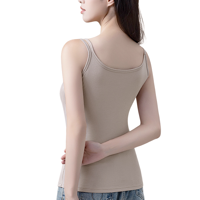 【送料無料】 裏起毛で暖か ストラップが可愛いカップ付きタンク