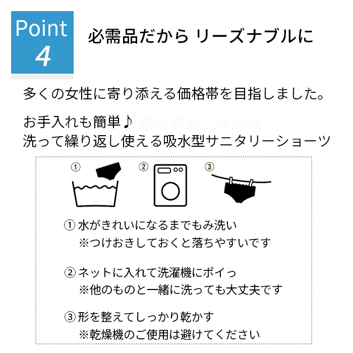 多い日も安心の吸収型 ボクサータイプのサニタリーショーツ