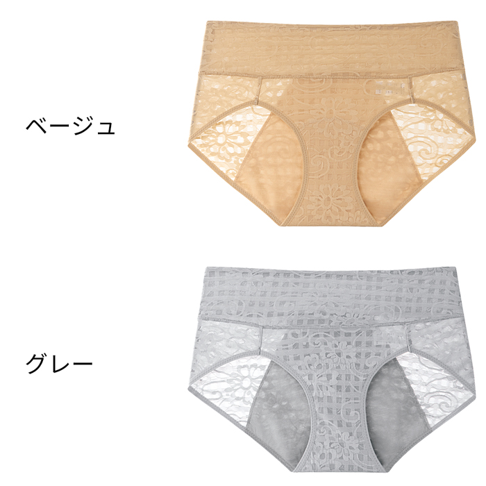 広い防水面で安心 薄手で通気性の良い生理用ショーツ