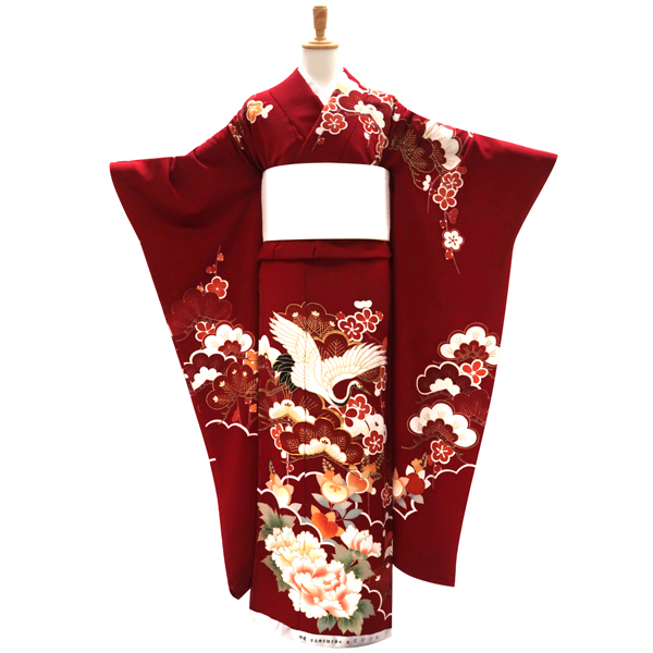 15%OFFセール 手描き京友禅 振袖 赤 仕立て付き 花かさね 新品 購入
