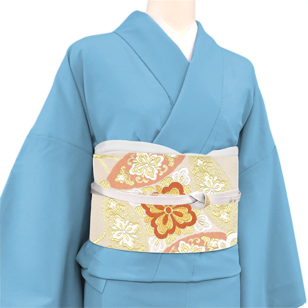 振袖用 袋帯 志都香 仕立て付き 銀色 シルバー ベージュ 成人式 帯 正絹 新品 購入 販売 七宝亀甲文 西陣織 フォーマル 古典柄 ffo-453の画像