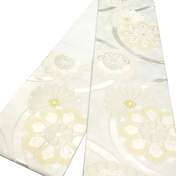 振袖用 袋帯 樹織物 白 仕立て上がり 振袖帯 正絹 西陣織 振袖 礼装
