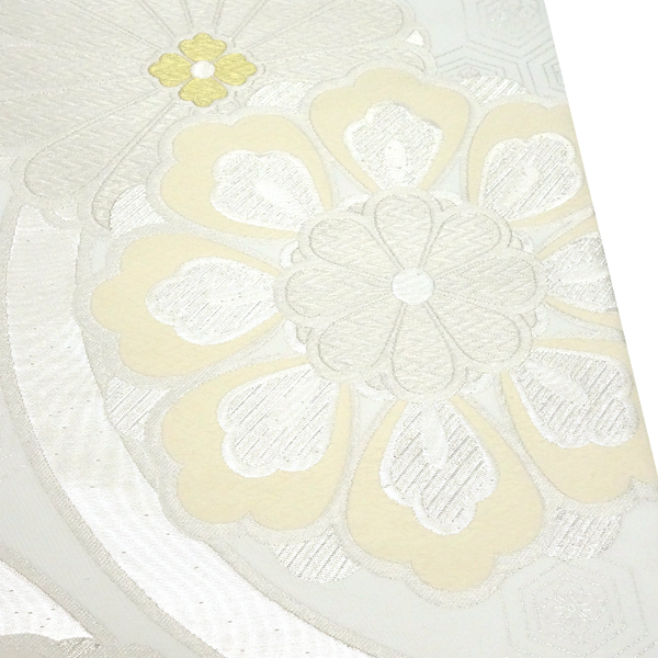 20%OFFセール 振袖用 袋帯 樹織物 白 仕立て上がり 振袖帯 正絹 西陣織