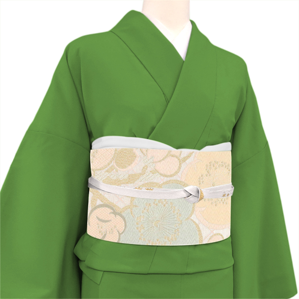 正絹　雪輪文様の訪問着　⭐️ 中古品】訪問着 単品「藤色 紋意匠 ぼかし 雪輪 桜 吉祥文様」袷
