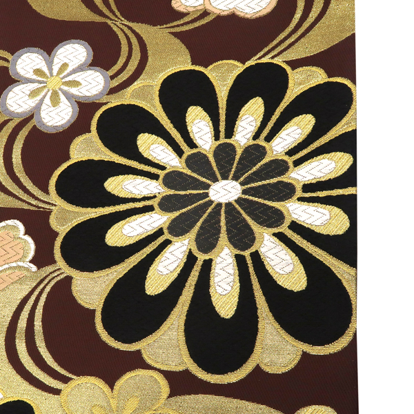 袋帯 振袖用 茶色 樹織物 仕立て上がり 振袖帯 正絹 西陣織 礼装