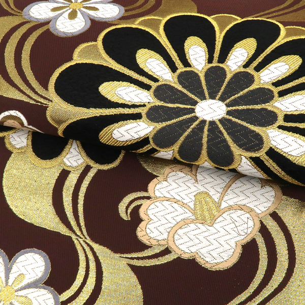 袋帯 振袖用 茶色 樹織物 仕立て上がり 振袖帯 正絹 西陣織 礼装