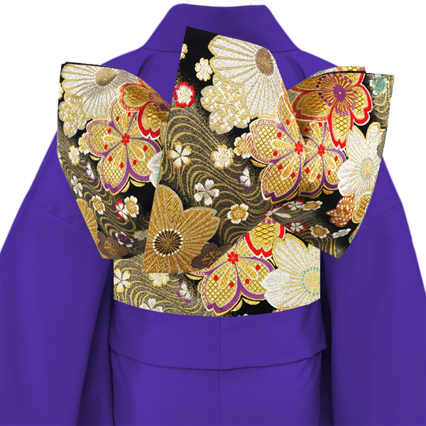 ☆袋帯-振袖用- 未仕立ob28-在庫処分-特別割引実施中‼ 振袖 帯「赤×黒 桜尽くし」日本製 西陣織 西陣織証紙番号 No.1810 浅田