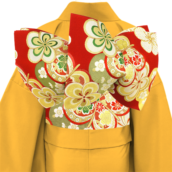 大光 振袖用 袋帯 赤 仕立て上がり 梅 桜 菊 ねじり梅 振袖帯 正絹