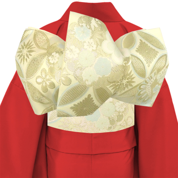 樹織物 振袖用袋帯 ベージュ 金 仕立て上がり 西陣織 振袖 振袖帯 礼装