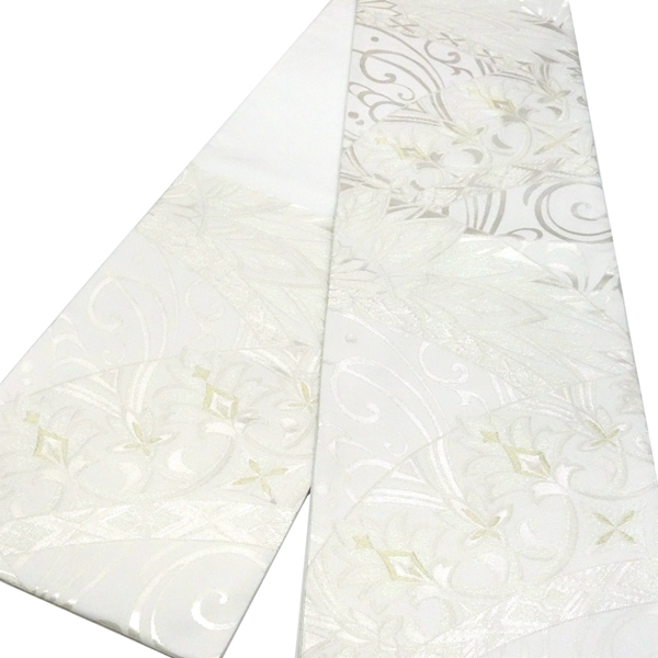 樹織物 振袖用袋帯 白 シルバー 仕立て上がり 西陣織 振袖 振袖帯 礼装