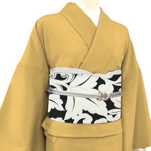 織匠万勝 洒落袋帯 黒 絹 仕立て付き カジュアル 唐草文様 新品 販売 購入 西陣織 未仕立て 洒落帯 帯 紹巴 fo-1070の画像