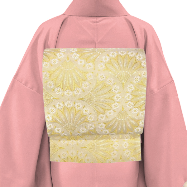志都香 袋帯 金色 仕立て付き 絹 ゴールド 帯 フォーマル お茶会 礼装用 新品 販売 購入 西陣織 礼装 未仕立て 横菊 fo-345の画像