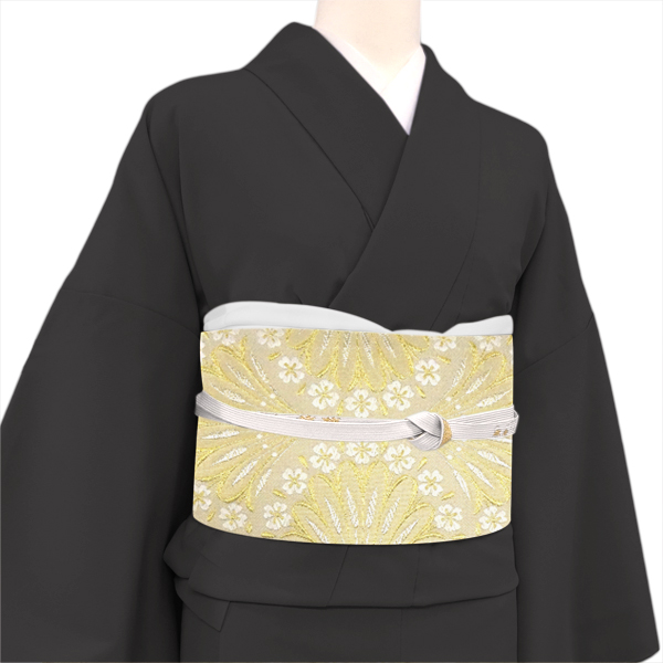 志都香 袋帯 金色 仕立て付き 絹 ゴールド 帯 フォーマル お茶会 礼装用 新品 販売 購入 西陣織 礼装 未仕立て 横菊 fo-345の画像