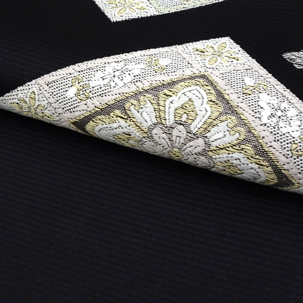 絽袋帯 黒地に白い花柄 刺繍 正絹 夏袋帯 黒 仕立て付き 志都香 フォーマル 夏 本袋帯 絽袋帯 礼装用 絽