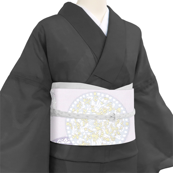 夏袋帯 薄紫 仕立て付き 志都香 フォーマル 夏 袋帯 絽袋帯 礼装用 西陣織 丸文 連珠向かい鳥文 単衣 夏物 正絹 販売 新品 夏帯 fon-411の画像