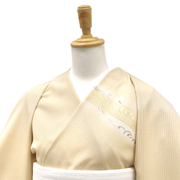 15%クーポンあり 絽夏付下訪問着 ベージュ 一富司 京友禅染め 仕立て付き 新品 販売 購入 着物 正絹 荒波 霞 疋田 古典 フォーマル 夏物 夏付下 お茶会 hn-155の画像
