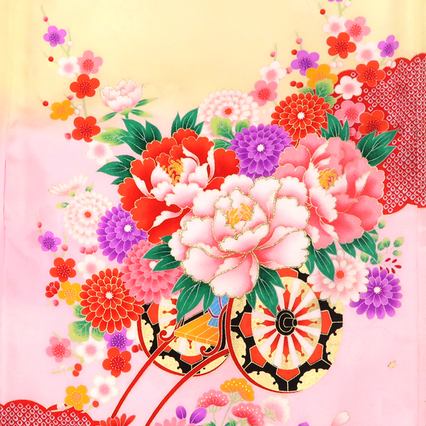 産着 女の子 黄色 ピンク お宮参り 正絹 京友禅 着物 初着 のしめ 新品