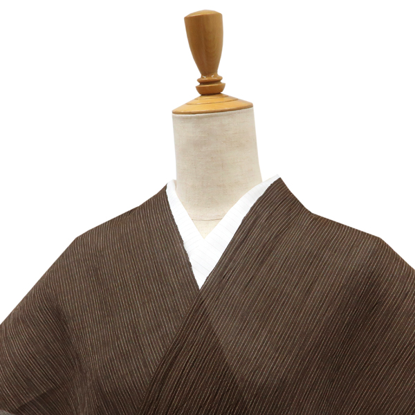 小千谷縮本麻単衣茶色唐草