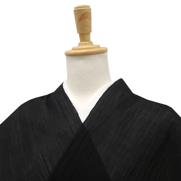 小千谷縮 着物 杉山織物 仕立て付き 黒 無地...の詳細画像2