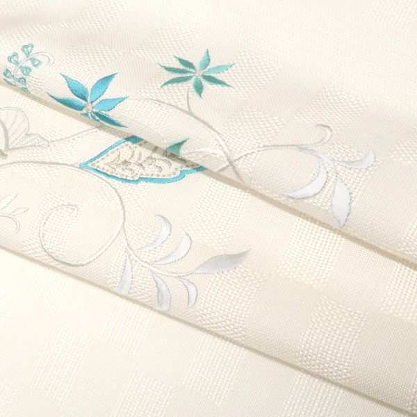 20%OFFセール 刺繍 名古屋帯 白 スリーシーズン対応 仕立て付き 正絹 