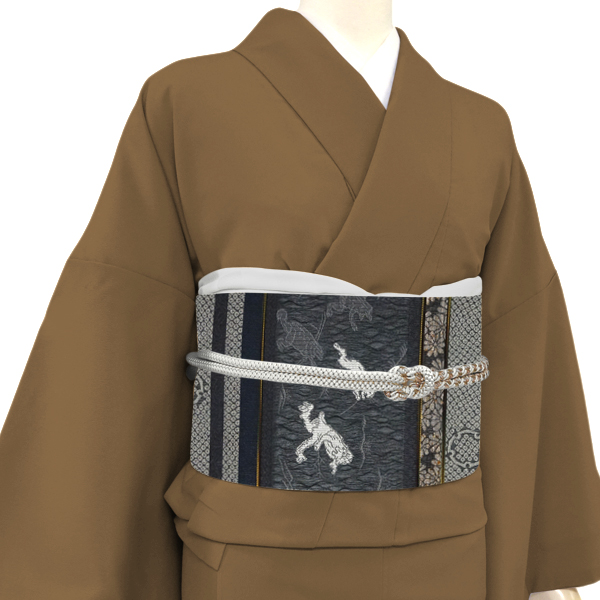 限定SALE得価鳥獣戯画織り柄 名古屋帯 学生服