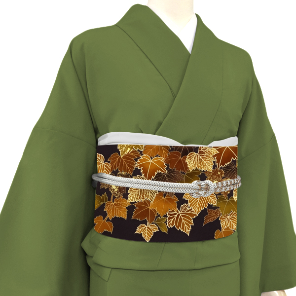 京友禅 名古屋帯 茶色 赤墨色 一富司 仕立て付き 正絹 染め帯 京友禅 名古屋帯 茶色 赤墨色 一富司 仕立て付き 正絹 染め帯