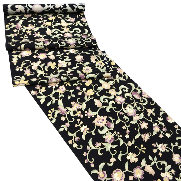 15%OFFクーポンあり 岡重 名古屋帯 黒 仕立て付き 大島紬 正絹 染め帯