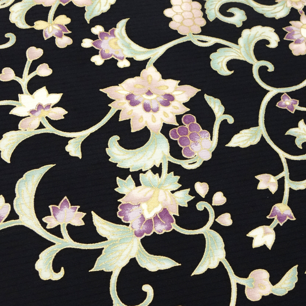 yukko様 結城紬 名古屋帯 正絹 藍染め 花唐草 九寸 T-7415 本場結城紬