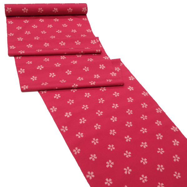 30%OFFセール 勇屋織物 紬名古屋帯 紅色 赤ピンク 仕立て付き 正絹