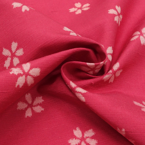 30%OFFセール 勇屋織物 紬名古屋帯 紅色 赤ピンク 仕立て付き 正絹