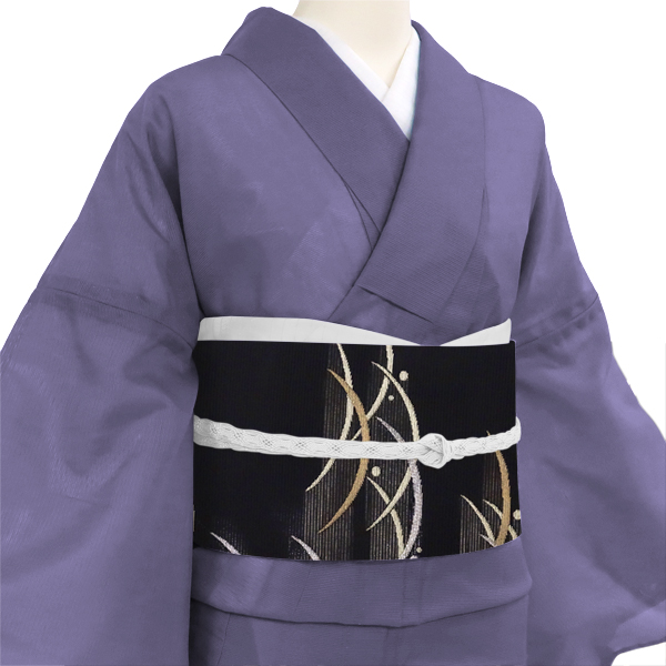 ore_chan　名古屋帯　西陣織　正絹　夏帯　絽　丸華紋 　お仕立て込み 沢本織物 夏絽名古屋帯 西陣織 黒色 仕立て付き 露芝 お茶会 正絹 夏帯