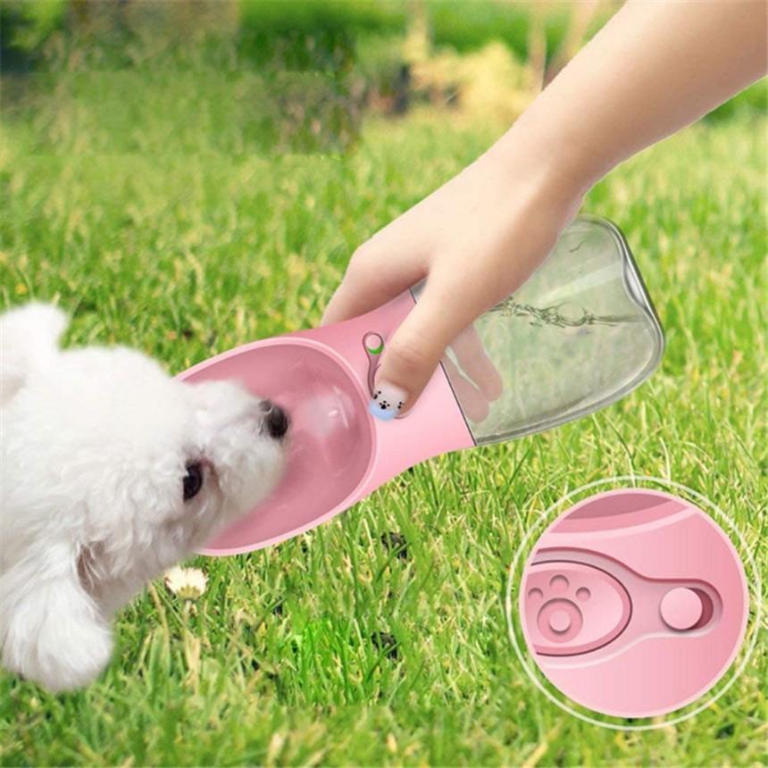 2個セット 犬 給水器 携帯用 ペット ウォーターボトル 水槽付き 水漏れ防止 BPAフリー 犬猫 散歩 旅行用品 携帯便利 軽量タイプ (350ml, ピンク)WATER FOUTAIN｜kasimaw｜04